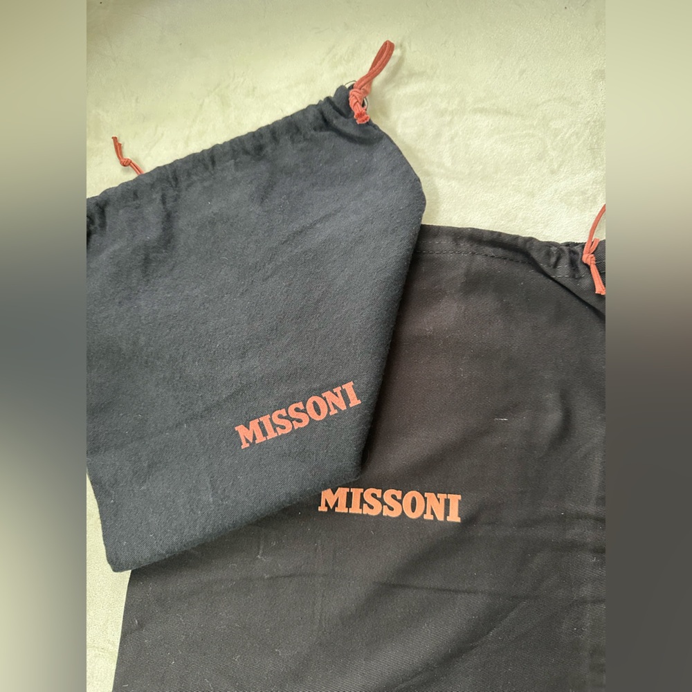 Missoni Black dust Bags with Red pink Logo and drawstrings